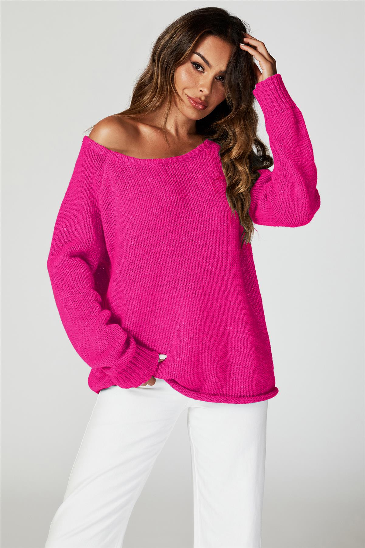 Comfy Jumper Top In Magenta