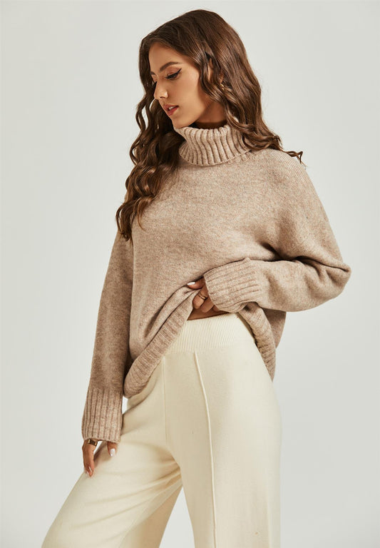 Jumper Top With High Neck In Cream