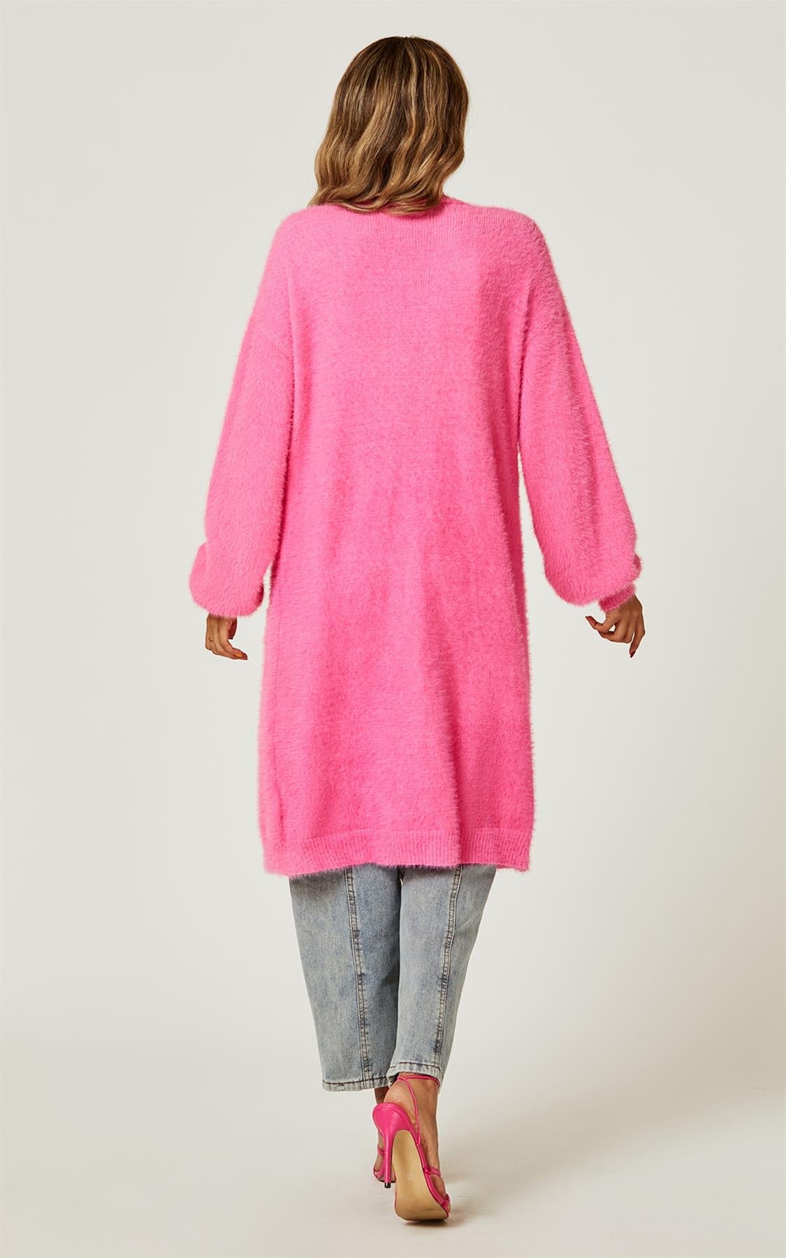 Weiche Strickjacke, entspannte Passform in Fuchsia-Pink
