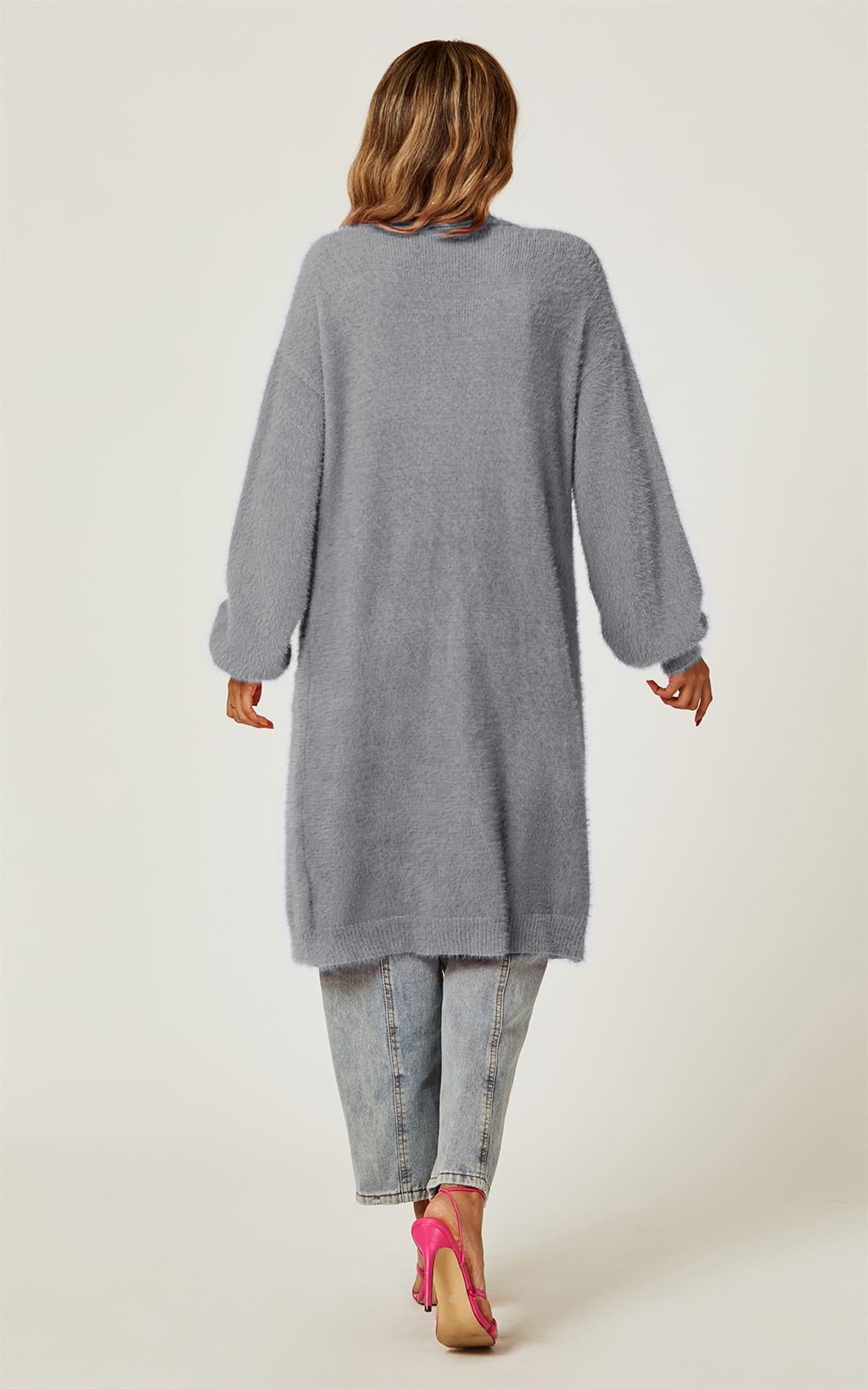 Weiche Strickjacke, entspannte Passform in Grau