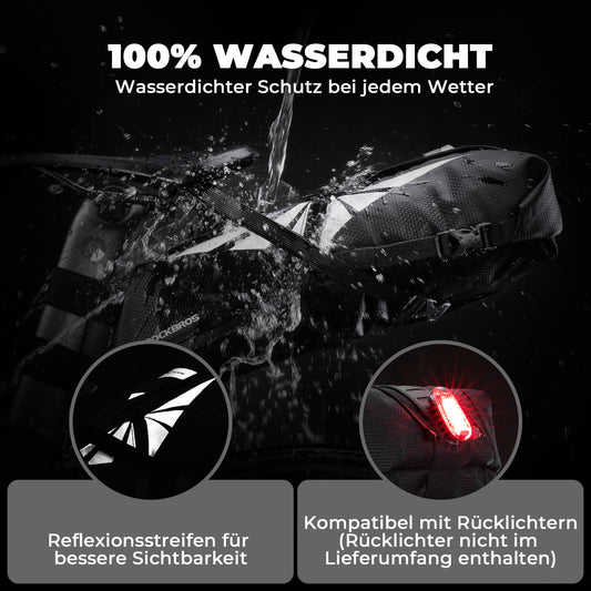 Fahrrad Satteltasche 100% Wasserdicht 8L mit Reflektoren