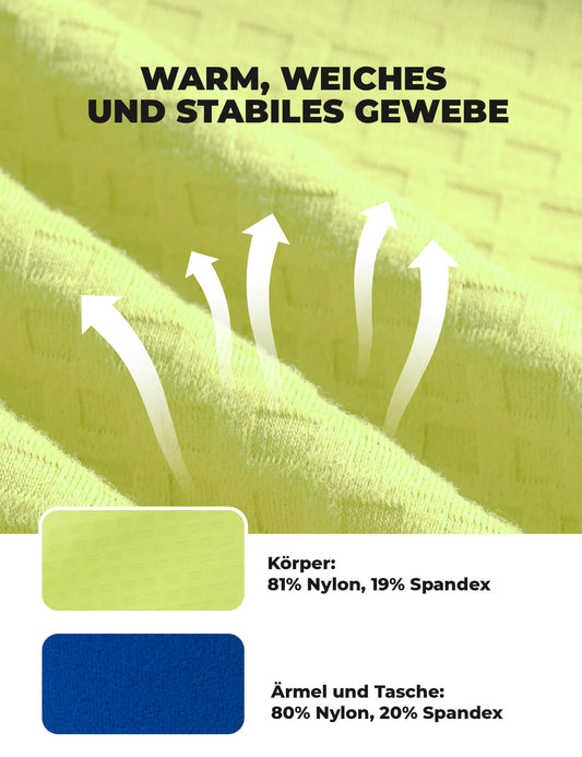 Fahrradtrikot Langarm Herren Winter Warm Fleece Radtrikot Atmungsaktiv Elastisch Mit 3 Taschen und Reflektierend