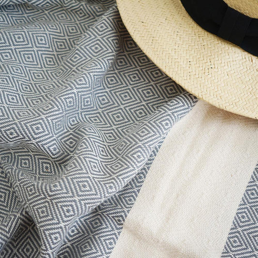 Hamamtuch Charlotte dunkelgrau - handgewebt