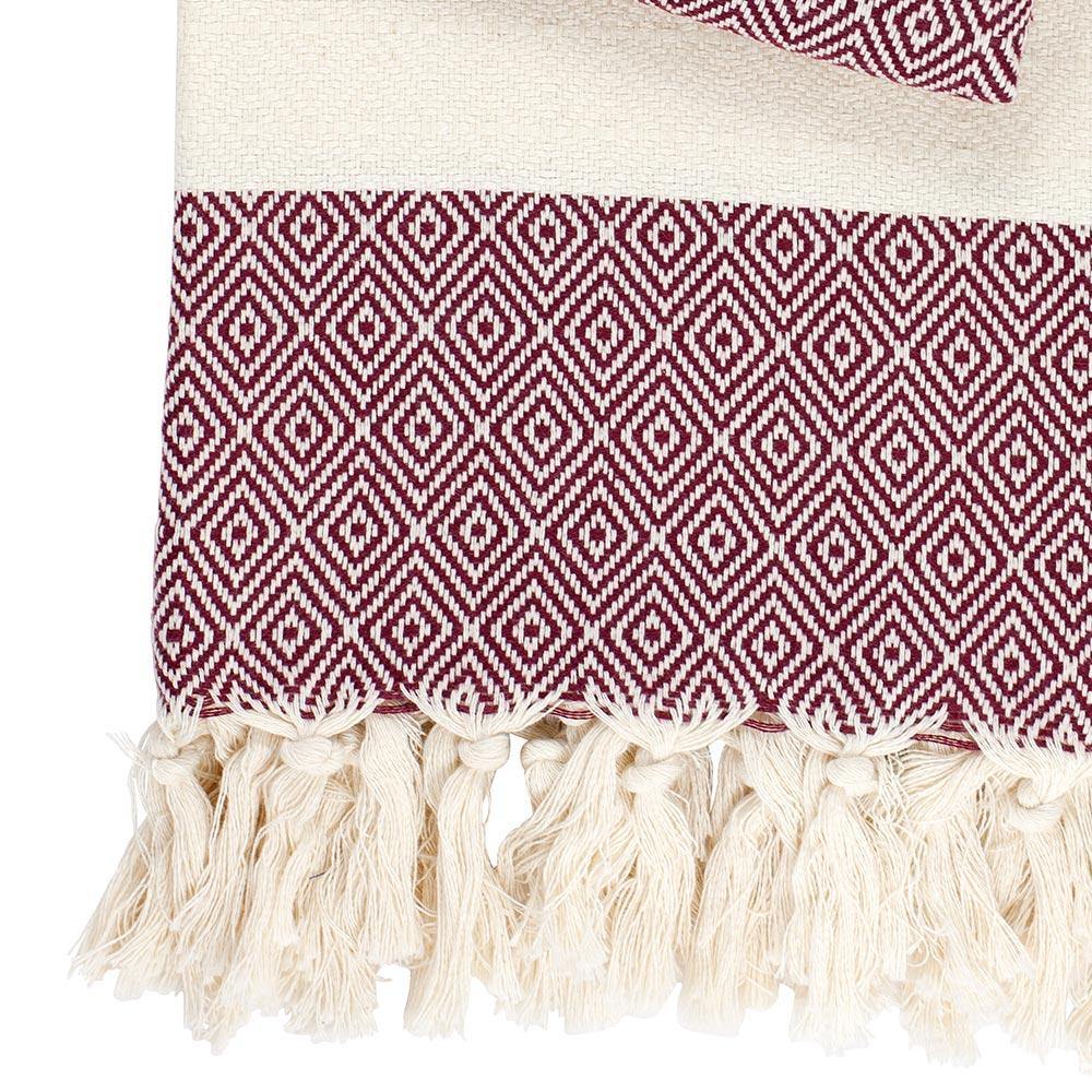 Hamamtuch Charlotte bordeaux - handgewebt