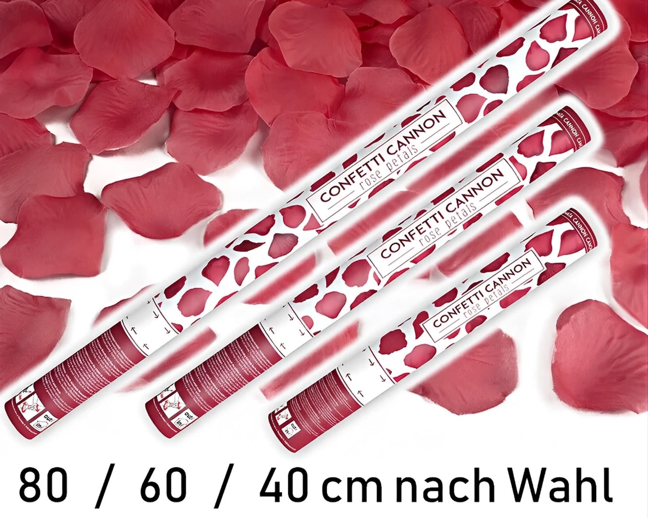 Konfettikanone Konfettiform Rosenblaeter Rot