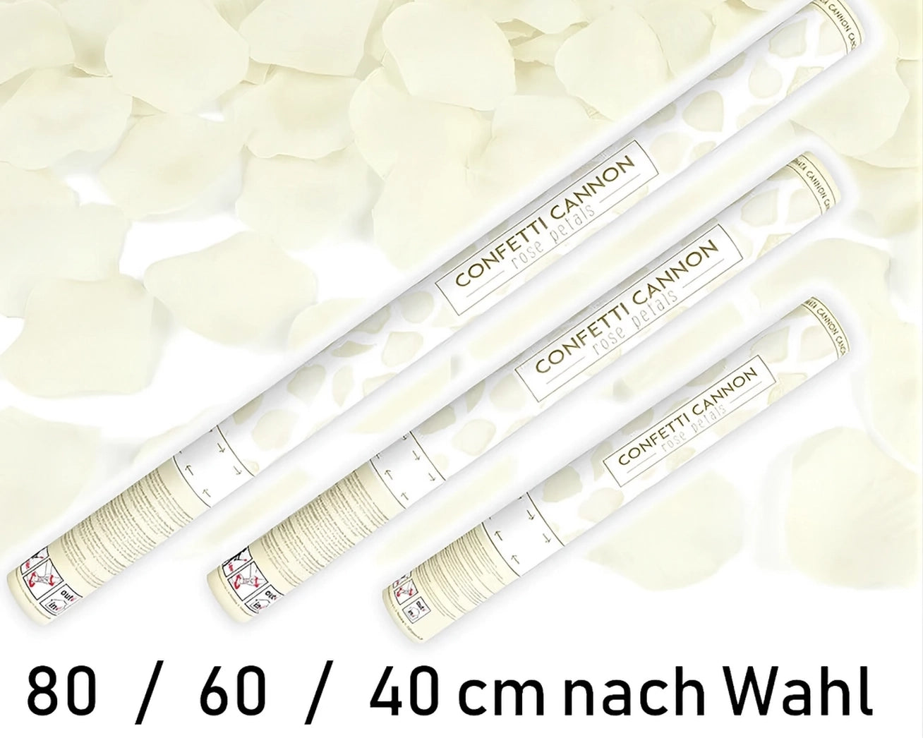 Konfettikanone Konfettiform Rosenblaeter Creme