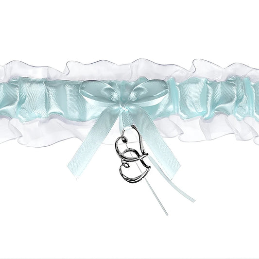 Strumpfband Hochzeit versch. Varianten in Weiß, Blau oder Creme aus Spitze Satin