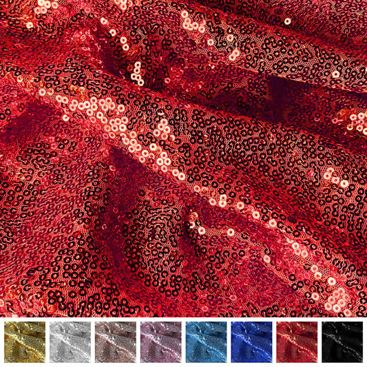 Roter Paillettenstoff Meterware Breite 150 cm, ideal für Kostüme und elegante Outfits, B-Ware