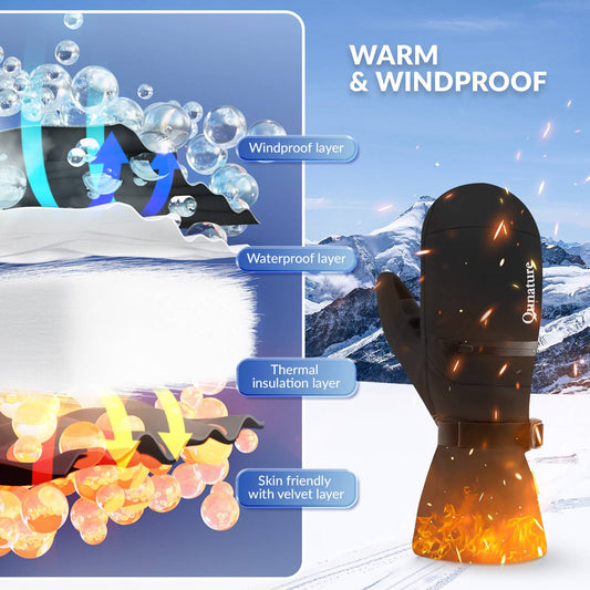 Qunature Wasserdichte Skihandschuhe XS-XL