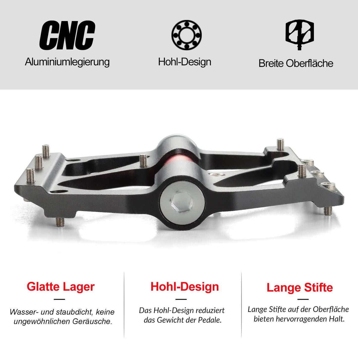 ROCKBROS Aluminium Pedale Leicht Staubdicht mit Antirutschstiften