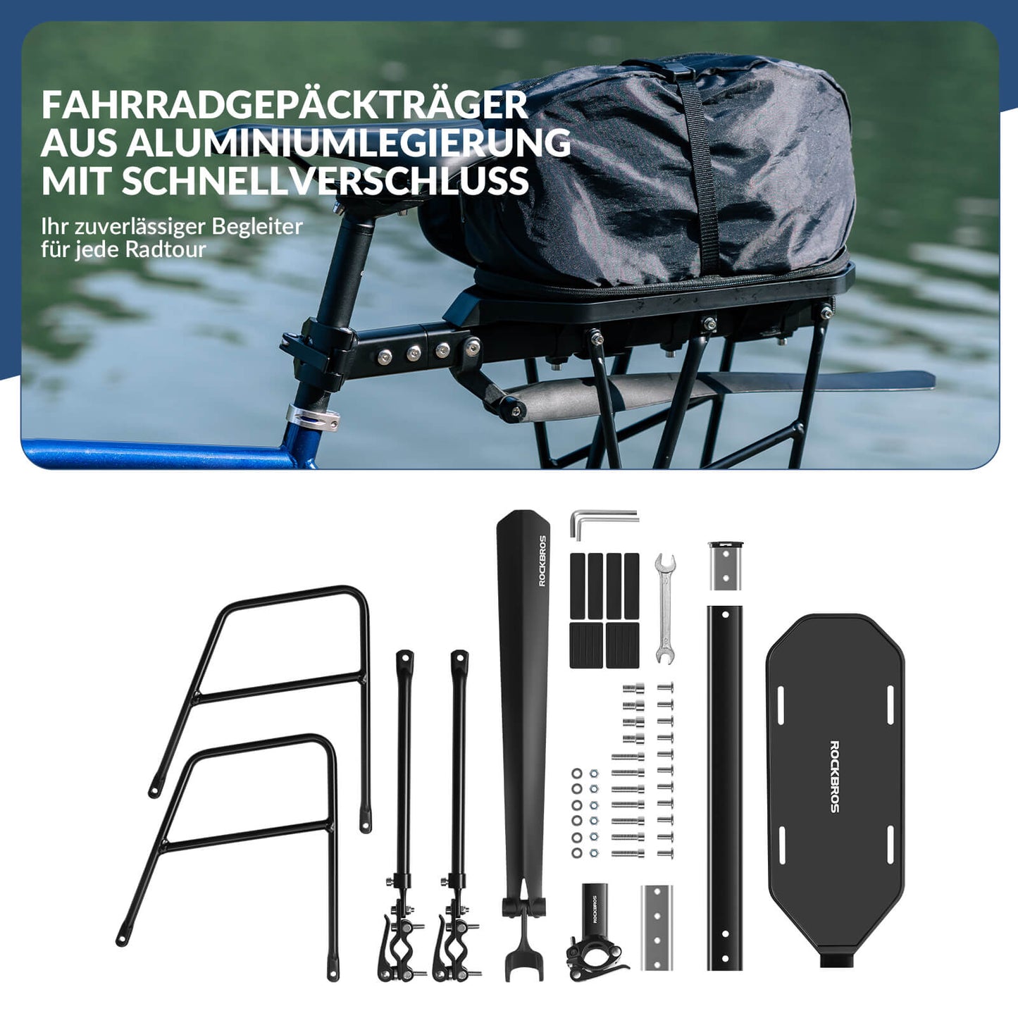 Fahrradgepäckträger mit Schutzblech Montage ohne Bohren 26-29 Zoll