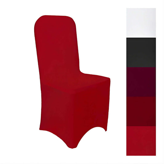 Stuhlhussen Stretch in verschiedenen Farben für runde Lehne, perfekt für Hochzeiten und Events.