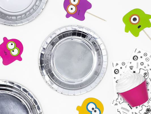 Runde Teller, silber, 23cm (1 VPE / 6 Stk.)