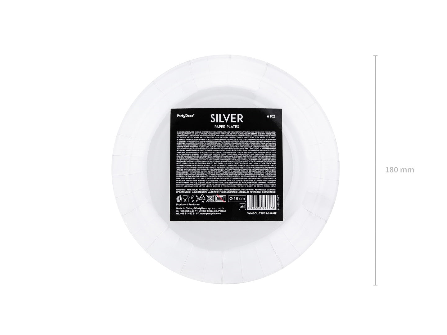 Teller, silber, 18cm (1 VPE / 6 Stk.)