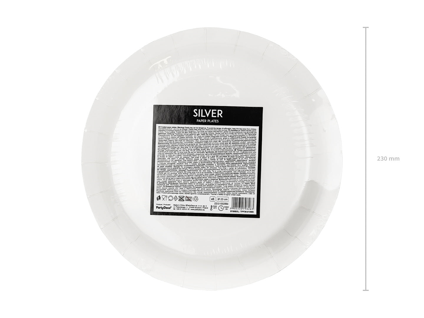 Runde Teller, silber, 23cm (1 VPE / 6 Stk.)