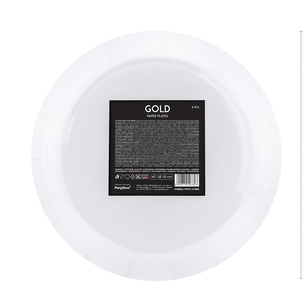 Pappteller, Teller, gold, 18cm (1 VPE / 6 Stk.)