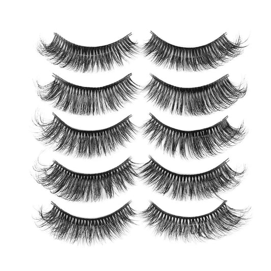 5 Paar 3D Künstliche Falsche Wimpern Faux Lashes Wimpernkranz Eyelashes