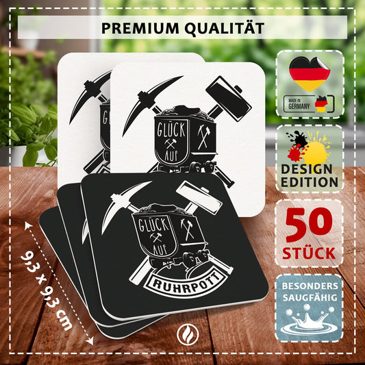 Bierdeckel Ruhrpott "Glück Auf" - 50x Ruhrgebiet Untersetzer