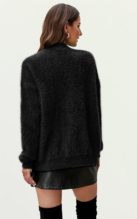 Relaxed Soft Comfy Jumper Top In Black