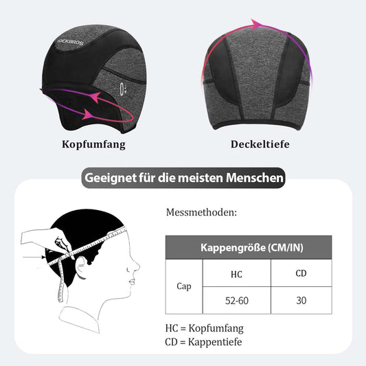 ROCKBROS Fahrrad Mütze Wintermütze mit Brille-Loch Winddicht Helmmütze