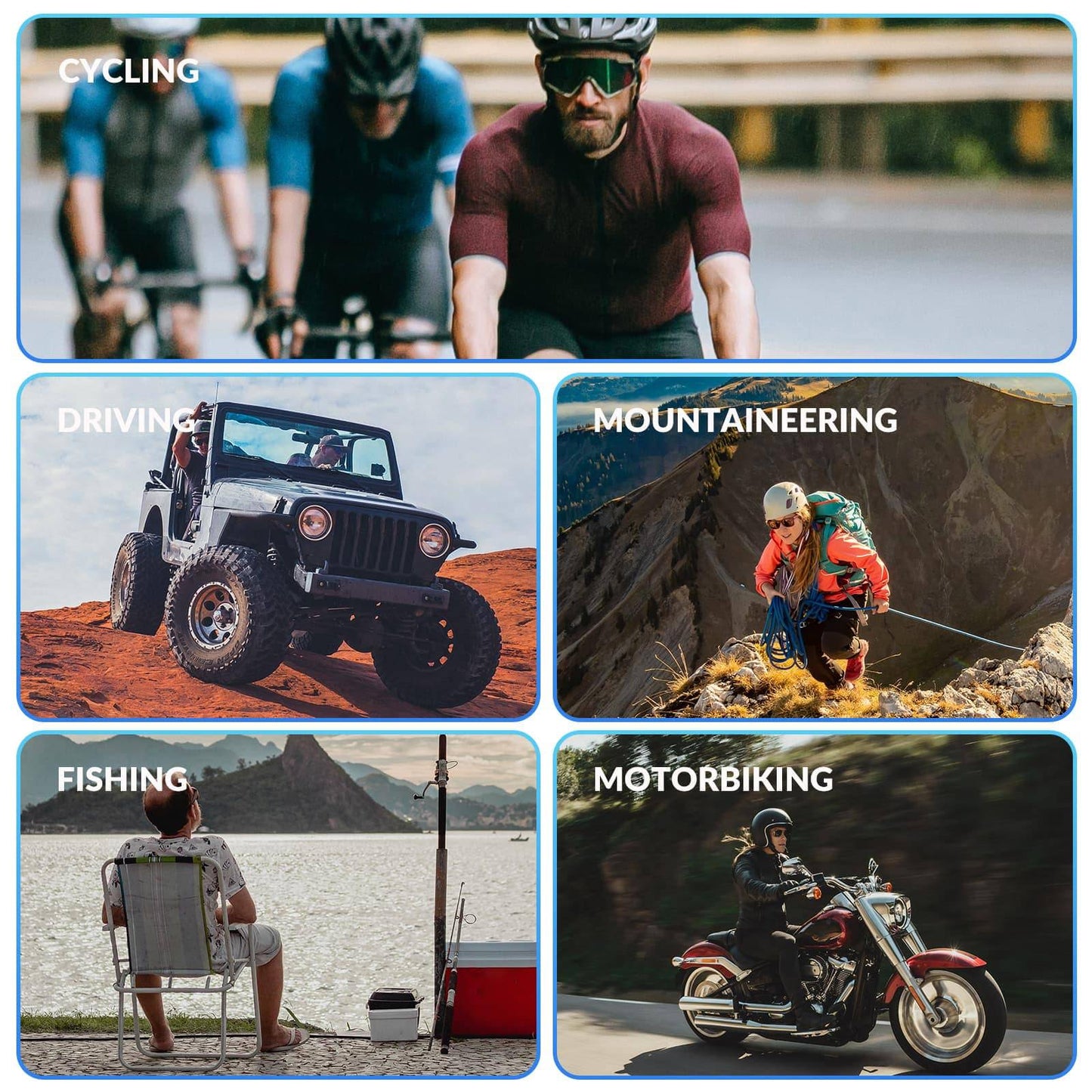 ROCKBROS Photochrome Brille HD Fahrradbrille für Outdoor-Aktivitäten Blau