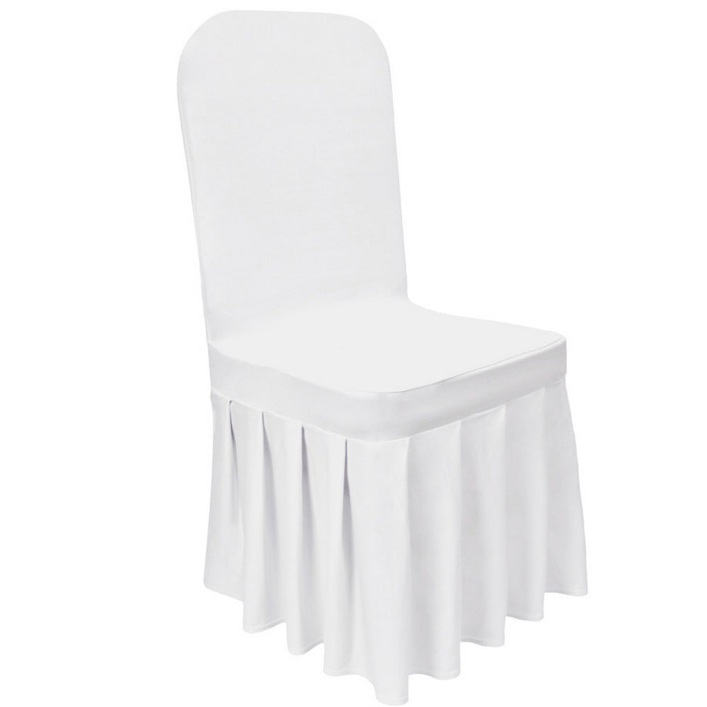 Stuhlhussen Stretch | Skirting/Faltenrock - weiß