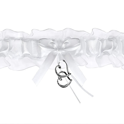 Strumpfband Hochzeit versch. Varianten in Weiß, Blau oder Creme aus Spitze Satin