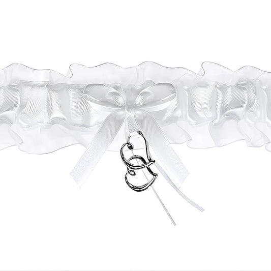 Strumpfband Hochzeit versch. Varianten in Weiß, Blau oder Creme aus Spitze Satin