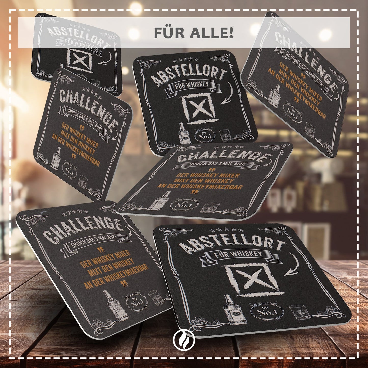 50x Bierdeckel Whisky Untersetzer - "Abstellort für Whiskey" - Geschenk für Männer
