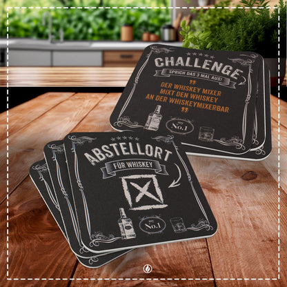 50x Bierdeckel Whisky Untersetzer - "Abstellort für Whiskey" - Geschenk für Männer