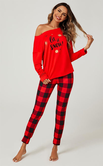 Weihnachts-Co-ord-Set Sweatshirt und Hose in Rot