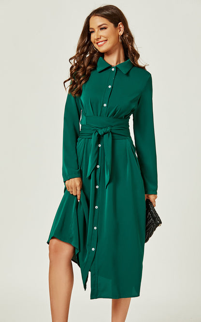 Shirt Midi Wrap Dress In Green