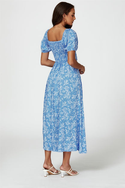 Floral Print Maxi Dress In Blue