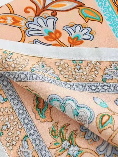 Relaxed Cotton Kimono In Blue Floral