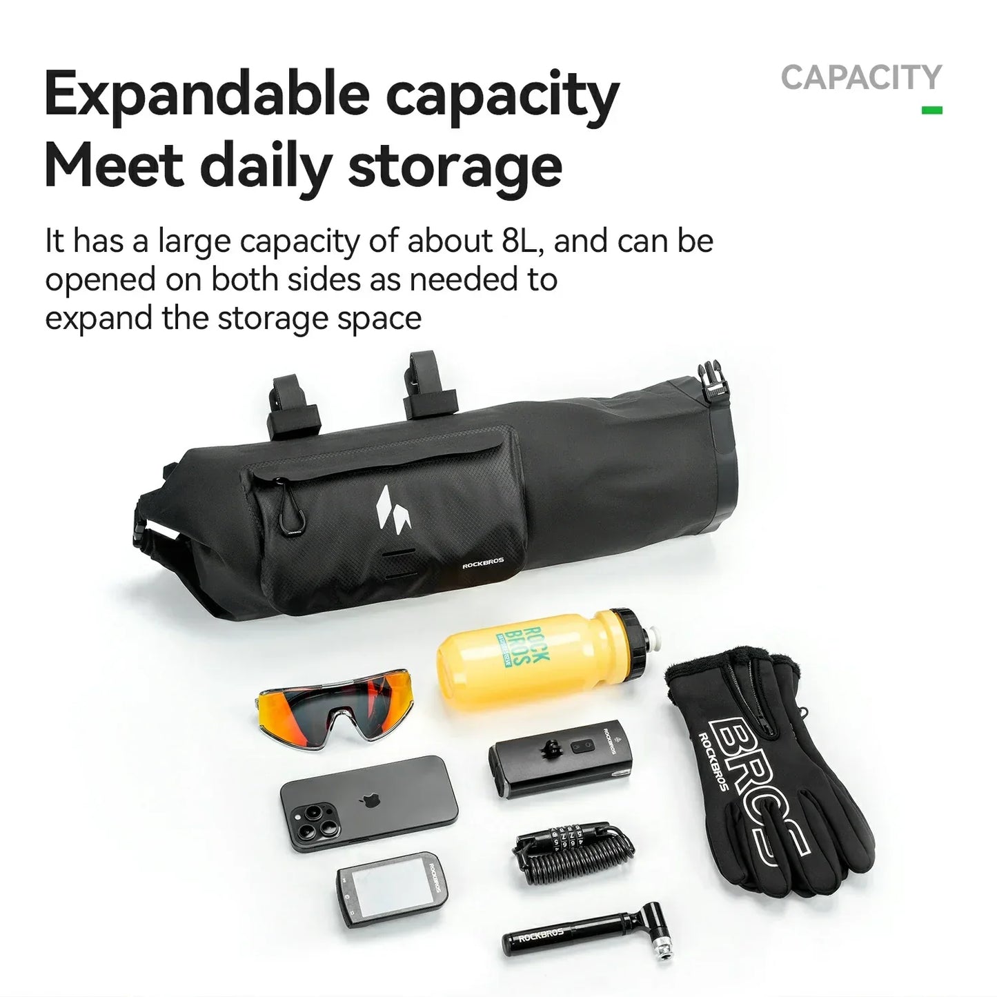 100% Wasserdichtes Fahrradtasche Lenkertasche 8L AS-154 RideMate