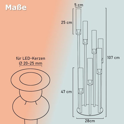 Kerzenständer Acryl 7-flammig 107 cm für LED-Kerzen Kerzenleuchter Kerzenhalter