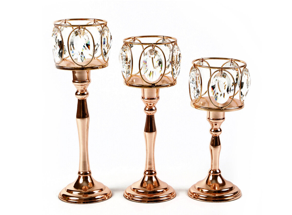 Kerzenständer Kerzenhalter Teelichthalter silber rotgold schwarz Metall Glas