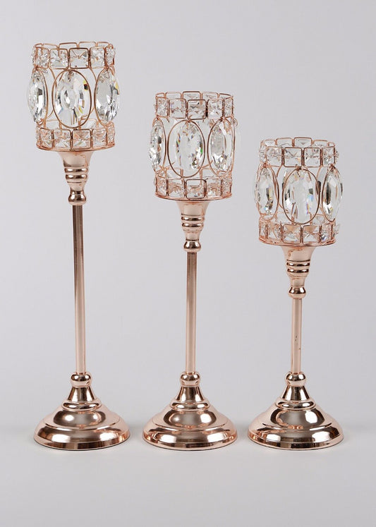 Kerzenständer Kerzenleuchter Kerzenhalter rosegold, silber, schwarz auf weißem Hintergrund