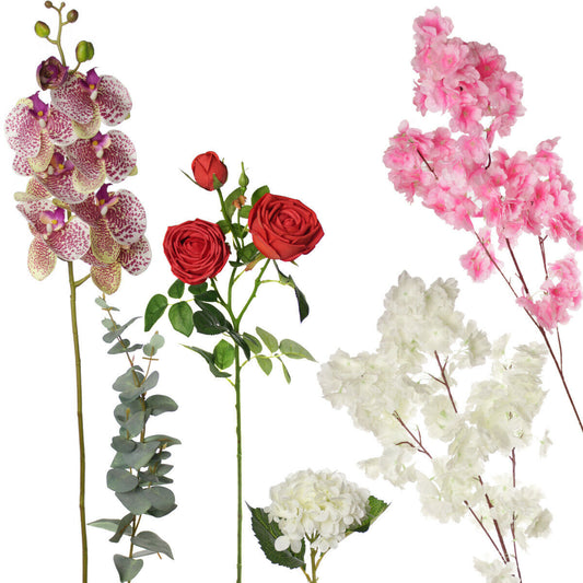 Blumen Zweige künstlich versch. Arten: Kirsch Blütenzweig Orchidee Rose