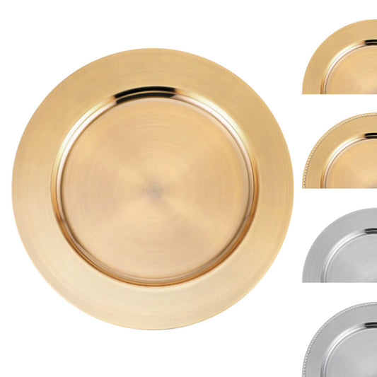 Platzteller Ø 33 cm, Kunststoff Unterteller Dekoteller für Weihnachten, B-Ware