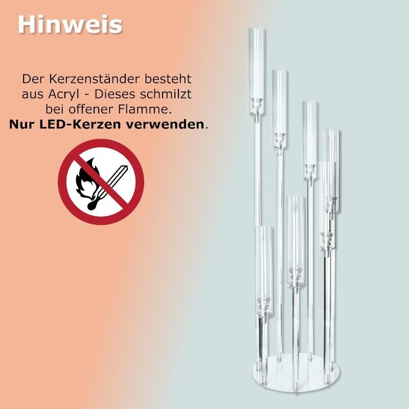 Kerzenständer Acryl 7-flammig 107 cm für LED-Kerzen Kerzenleuchter Kerzenhalter
