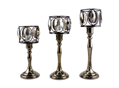Kerzenständer Kerzenhalter Teelichthalter silber rotgold schwarz Metall Glas