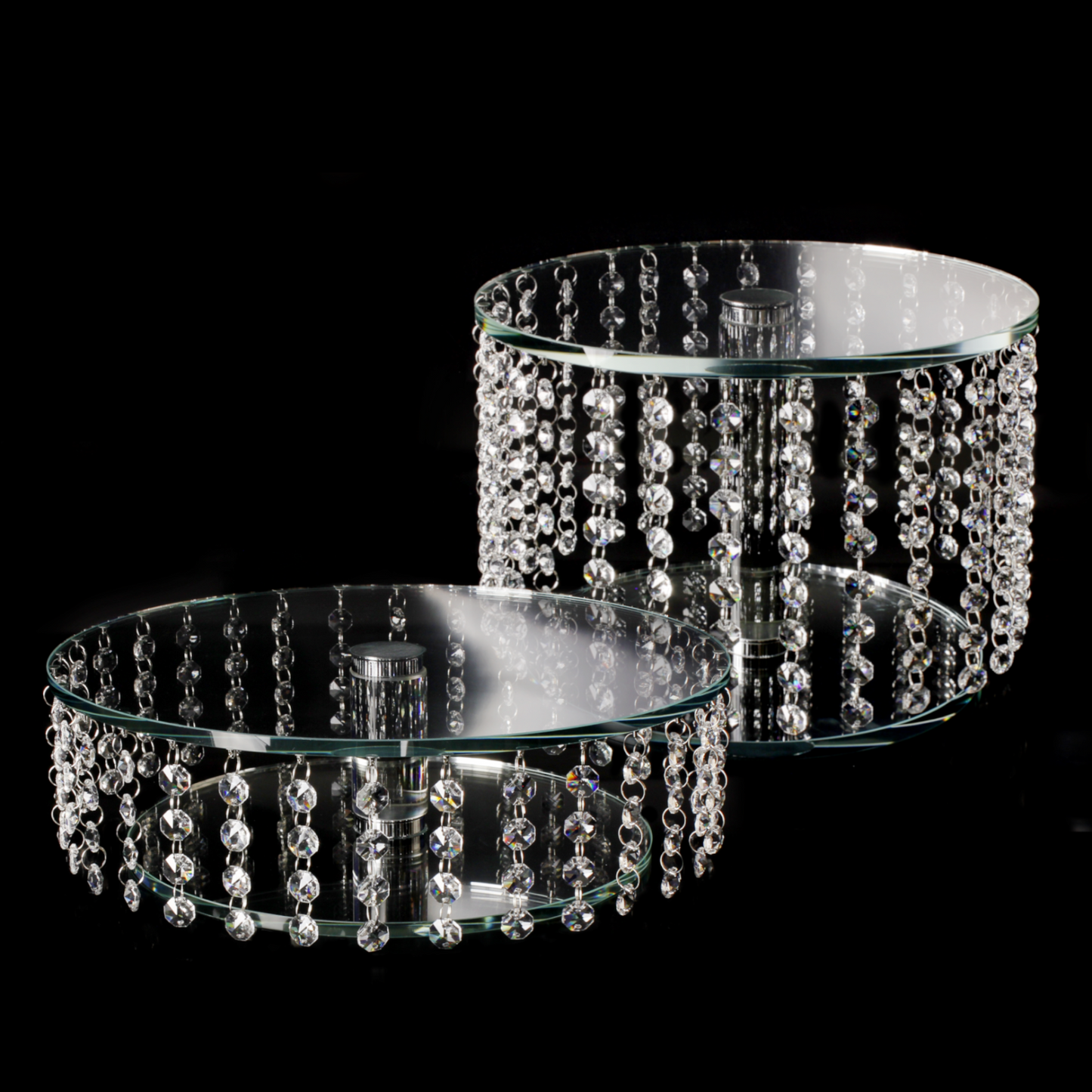 Tortenständer Glas Podest Rund, Ø35/30 H 10/15 cm Kristall Tortenplatte Hochzeit