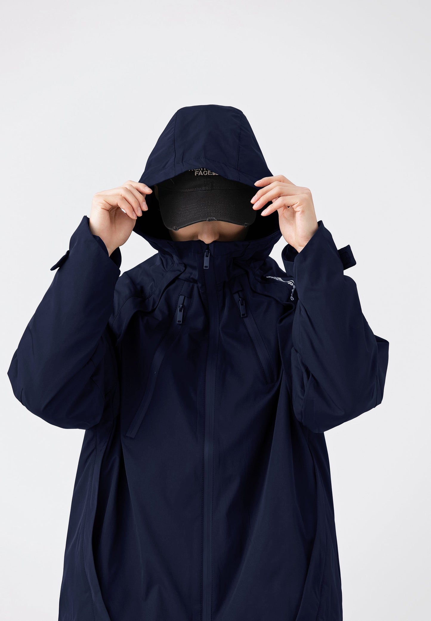 Hooded Jacket Windproof Outerwear In Navy