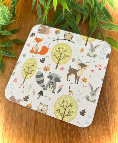 Untersetzer Motiv Waldtiere - niedliche Tiere aus dem Wald auf einem Bierdeckel - 50 Stück