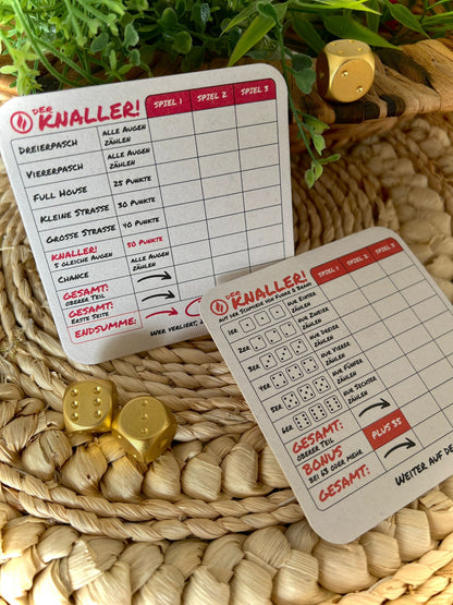 50 Bierdeckel Kniffel Würfelspiel, Der Knaller! Party Trinkspiel Runde Zahlt