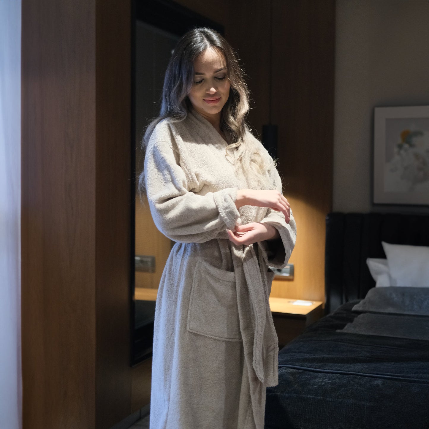 100% Organic Cotton Unisex Bathrobe - Beige