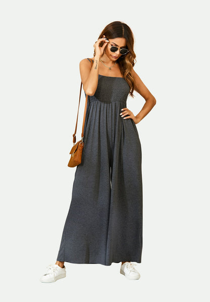 Bardot-Loungewear-Jumpsuit mit Trägern in Anthrazit