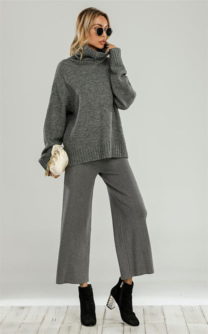 Wool Blanket Jumper Top With High Neck In Grey