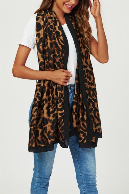 Leopard Print Scarf In Brown & Black